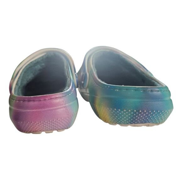 Crocs Classic Clogs Fur Lined Tie Dye Multicolor Women's Size 8 Cozy Comfort - Picture 11 of 13